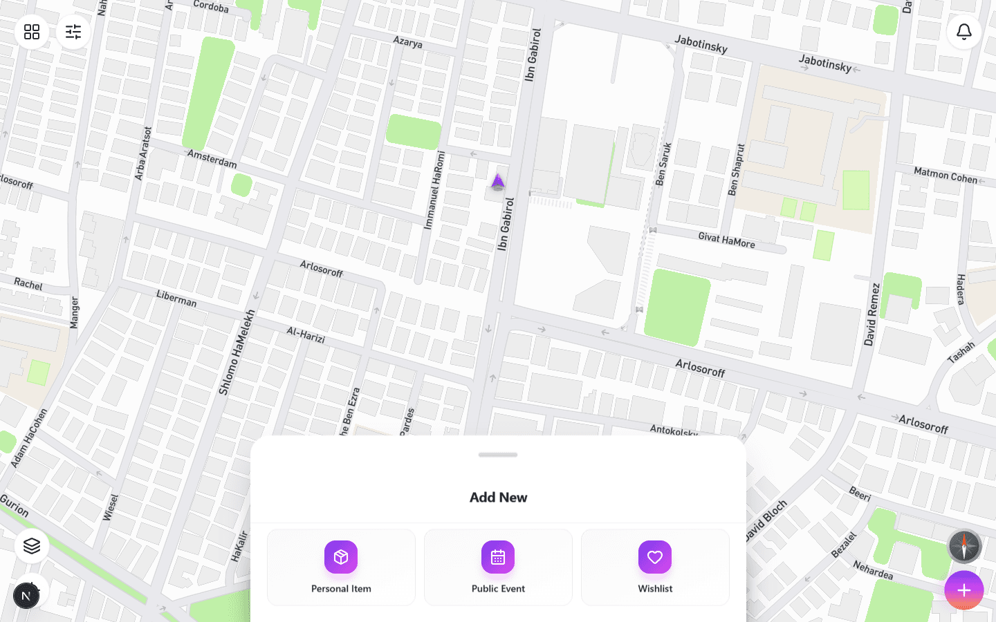 Add a giveaway, event, or wish from the TapTrade map