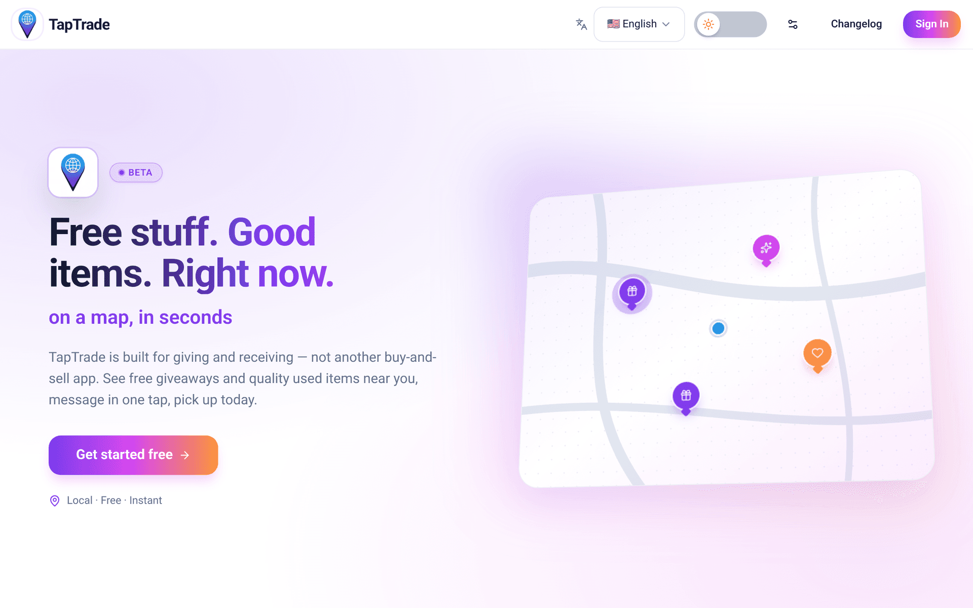 TapTrade marketing homepage in English